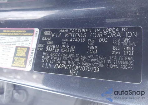 2017 Kia Sportage Ex из США, поврежденный, VIN KNDPNCAC0H7070739